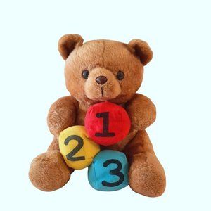 VINTAGE RAMONA TOY CORP BEAR 1 2 3 BLOCKS PLUSH